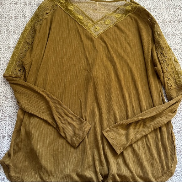 Free People Lola Lace Trim Top In Alchemy Khaki - Picture 5 of 7